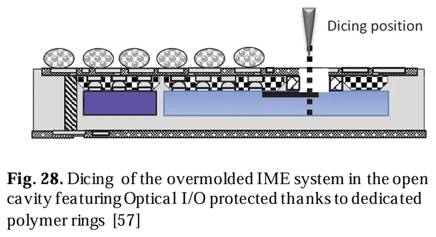 在開放式腔體中切割過模IME系統(tǒng)，該腔體通過專用聚合物環(huán)保護光學/O[