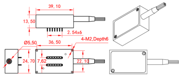 1×16單模MEMS光開(kāi)關(guān)封裝尺寸結(jié)構(gòu)圖 - 廣西科毅光通信